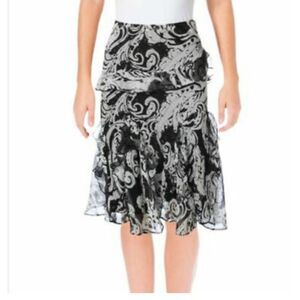 Lauren Ralph Lauren Paisley Crinkle Chiffon Ruffled A-Line Skirt Sz M